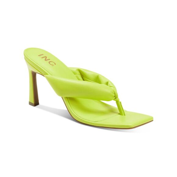 INC Shoes - INC Womens Green Puffed Straps Sagee Toe Stiletto Slip On Thong Sandals 6.5 M